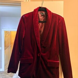INC International Concepts Rich Burgundy Velvet Blazer